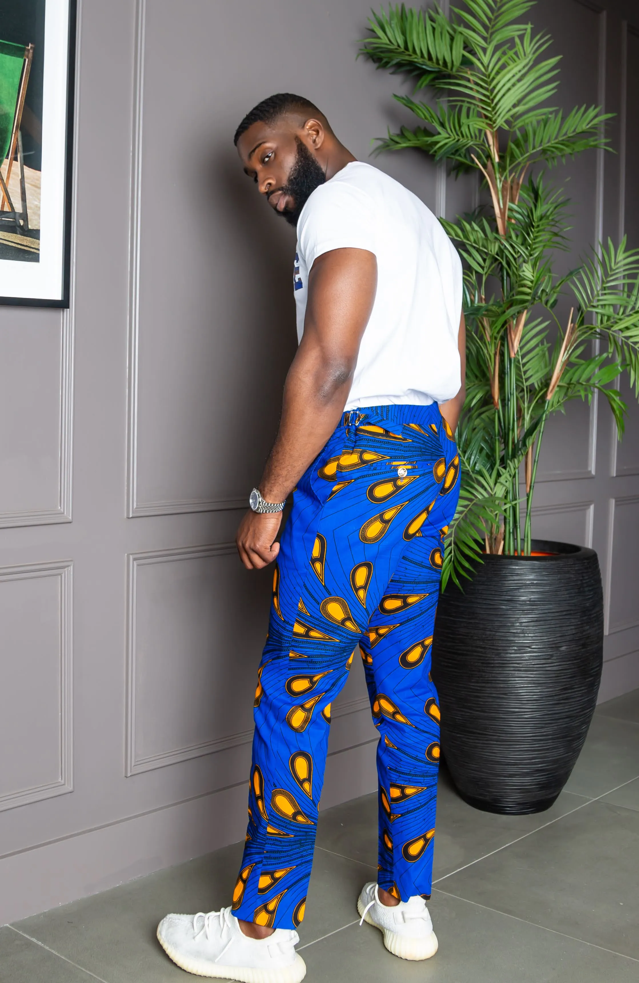 Men's Tailored Fit Ankara Trousers | African Print Pants for Guys - ELIJAH