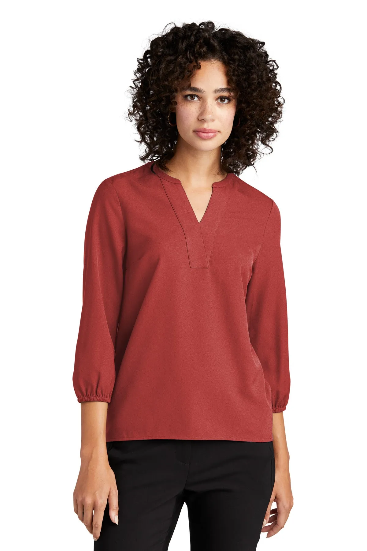 Mercer Mettle Women's Stretch Crepe 3/4-Sleeve Blouse MM2011 Terracotta