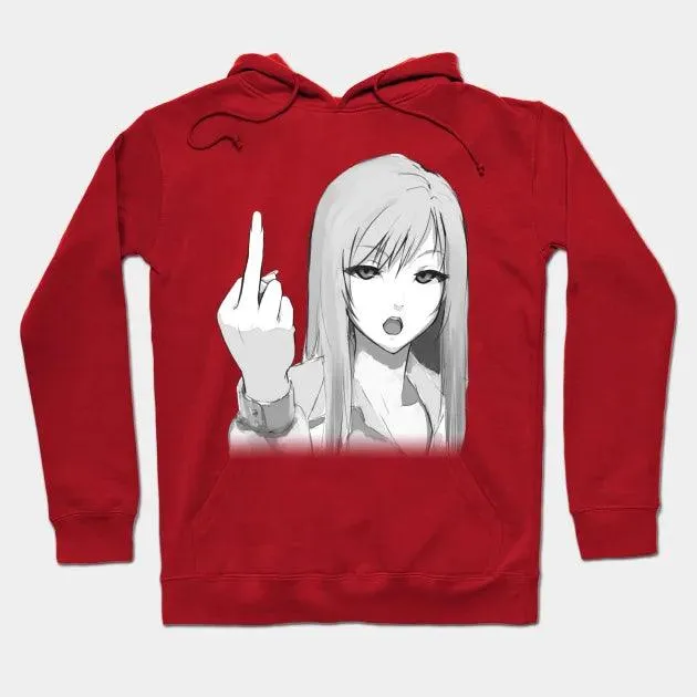 Middle finger anime kawaii girl Hoodie