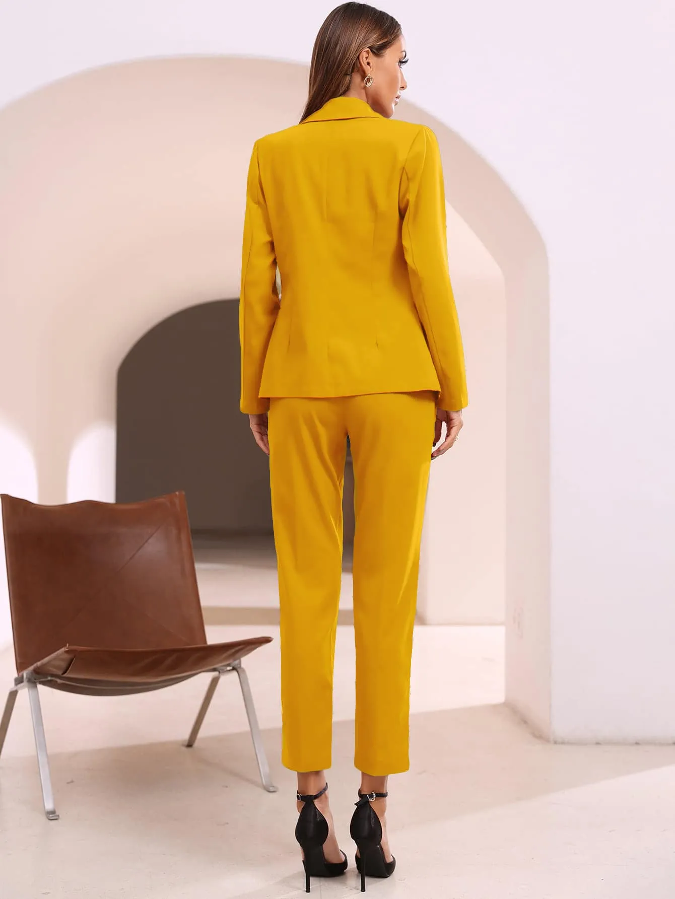 Modely Solid Open Front Blazer & Pants