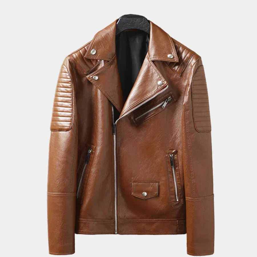 Modern men's zip-up biker jacket, stylish and versatile