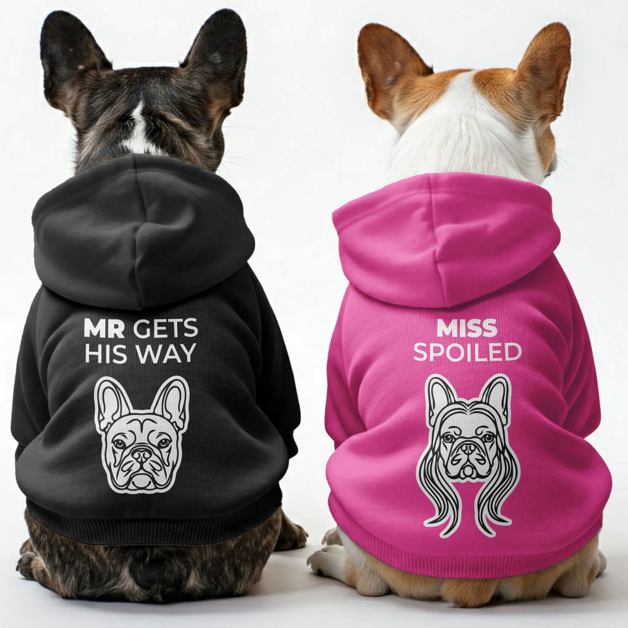 Mr Gets His Way and Miss Spoiled - Matching French Bulldog Hoodies – Stylish, Cozy & Personalized!