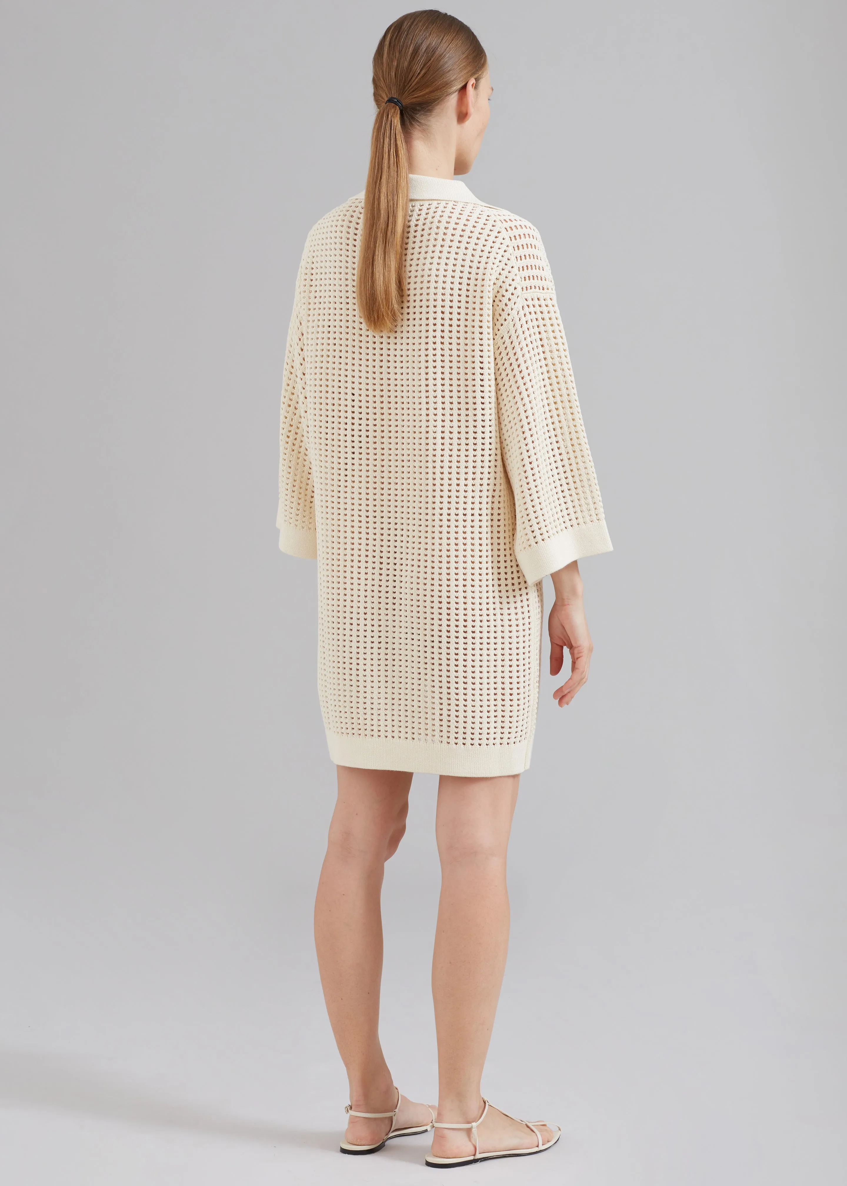 Nanushka Siya Long Sleeve Collared Dress - Creme