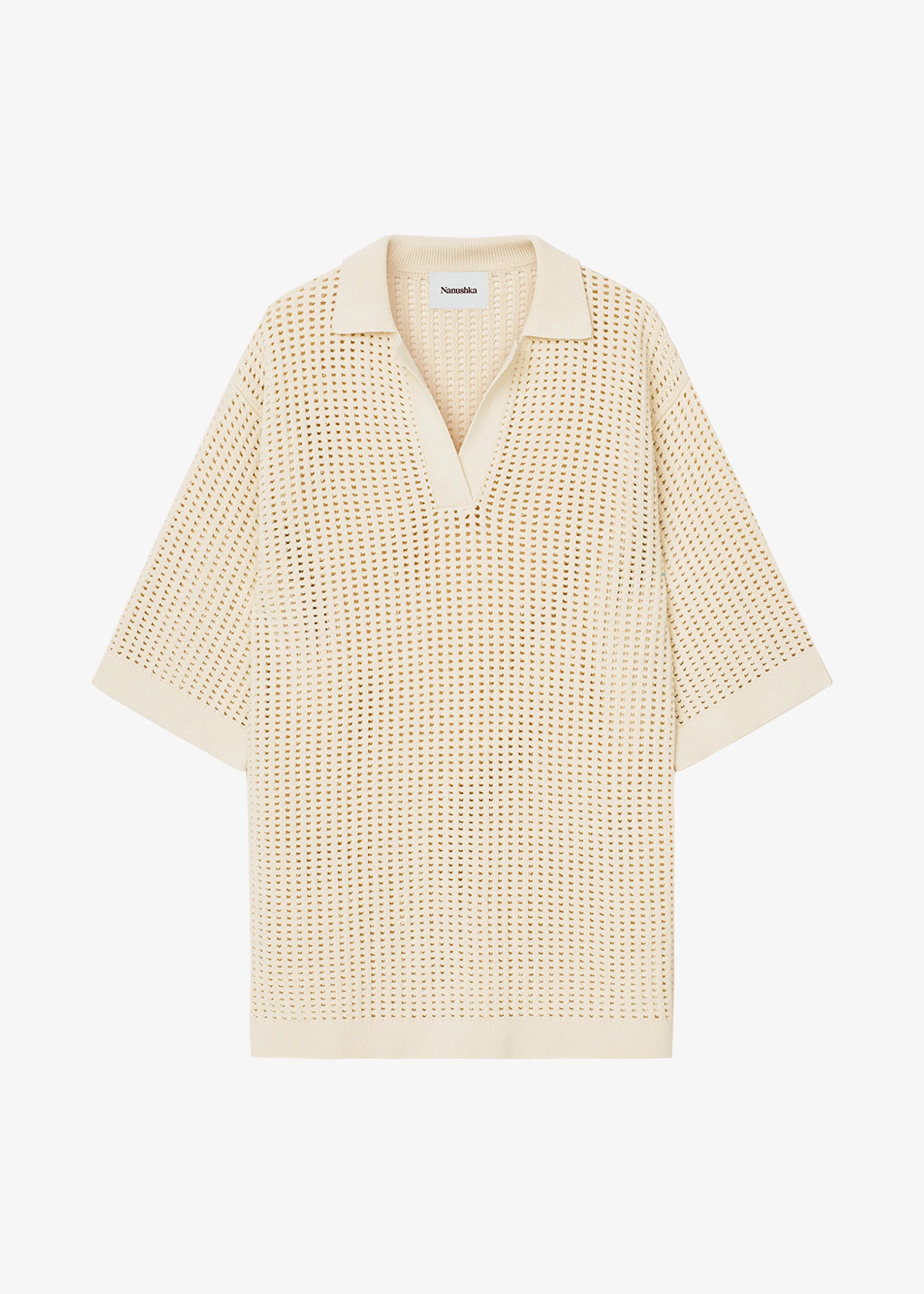 Nanushka Siya Long Sleeve Collared Dress - Creme