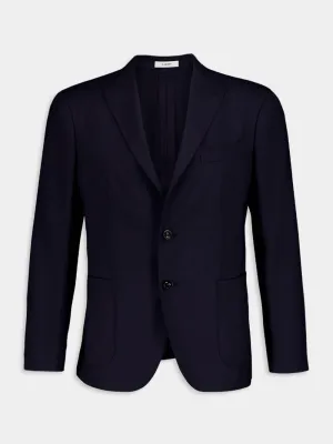 Navy Notch-Lapel Wool Blazer