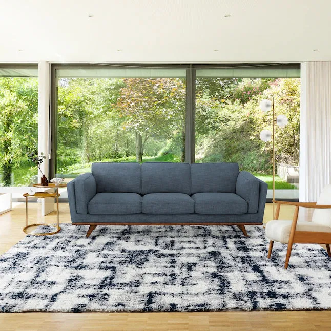 New large GERTMENIAN Anjou 6 Ft 6" x 9 Ft 6" Myra Blue Indoor Abstract Shag Area Rug! Stain, shed and crush resistant! Retail $456 
