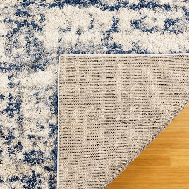 New large GERTMENIAN Anjou 6 Ft 6" x 9 Ft 6" Myra Blue Indoor Abstract Shag Area Rug! Stain, shed and crush resistant! Retail $456 