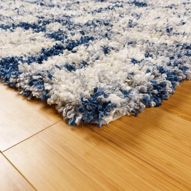 New large GERTMENIAN Anjou 6 Ft 6" x 9 Ft 6" Myra Blue Indoor Abstract Shag Area Rug! Stain, shed and crush resistant! Retail $456 