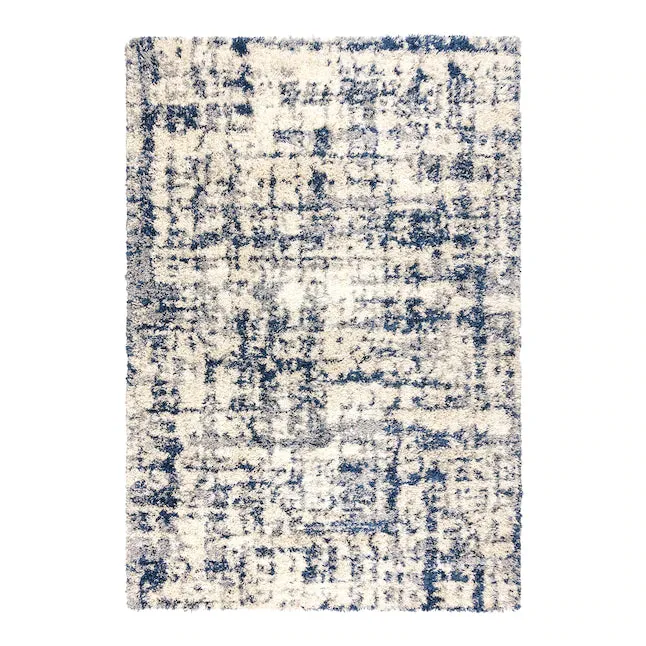 New large GERTMENIAN Anjou 6 Ft 6" x 9 Ft 6" Myra Blue Indoor Abstract Shag Area Rug! Stain, shed and crush resistant! Retail $456 