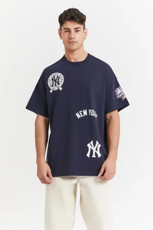 New York Yankees Crest Hit Boxy OS Tee | True Navy