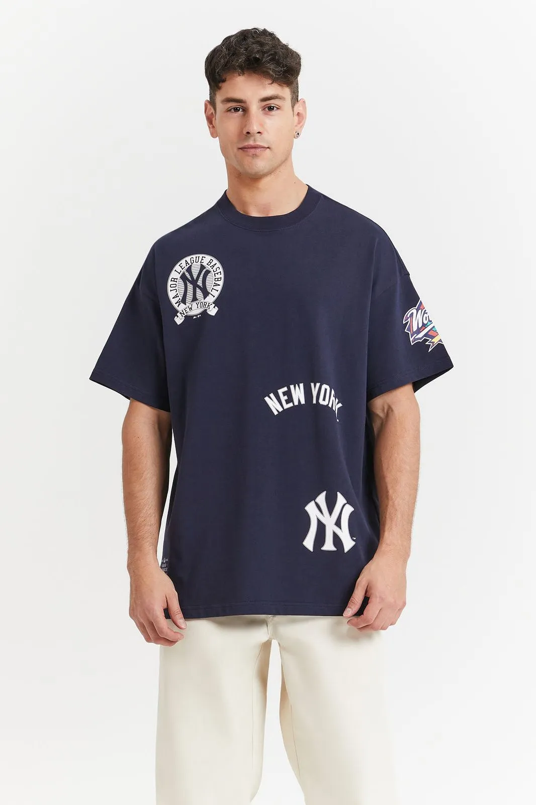 New York Yankees Crest Hit Boxy OS Tee | True Navy