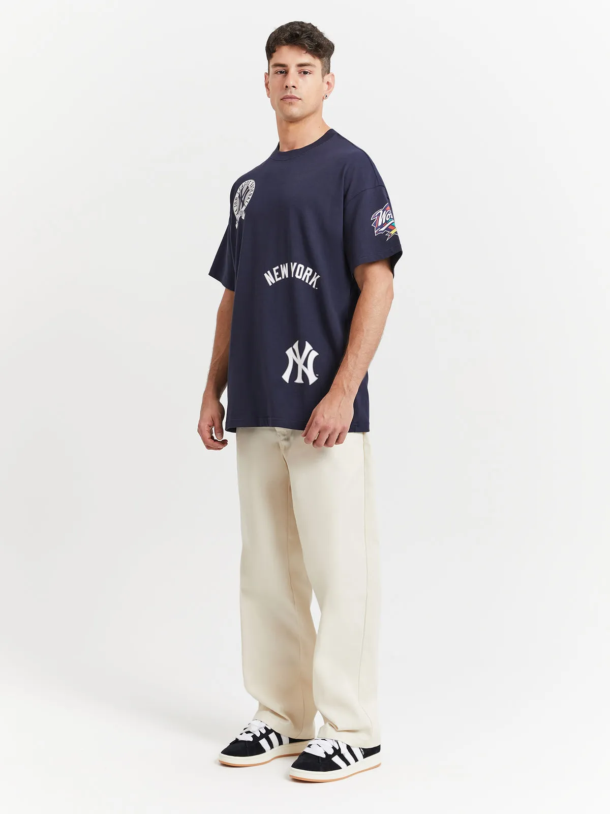 New York Yankees Crest Hit Boxy OS Tee | True Navy