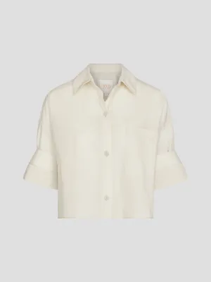 Next Ex Cotton Cropped Shirt in Oat