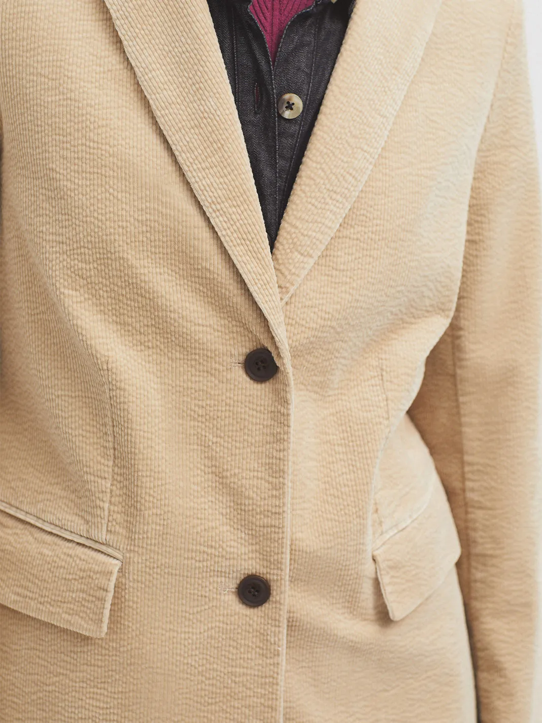 Nice Things Bubble Cord Blazer - Dark Ecru