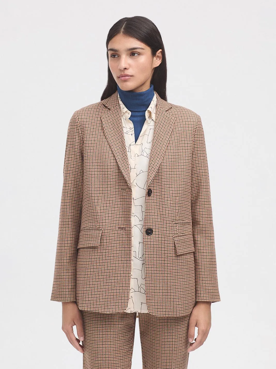 Nice Things Houndstooth Blazer - Check