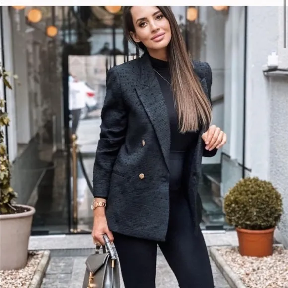 NWT Zara textured tailored double blazer