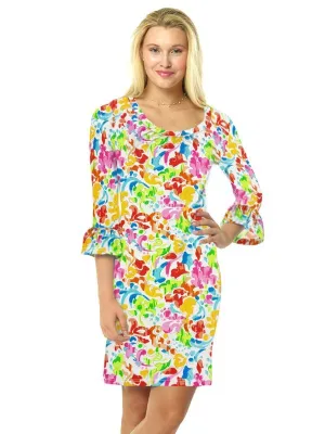Nylon Spandex Dress Round Neck Ruffle Sleeve Style 352D61 MI