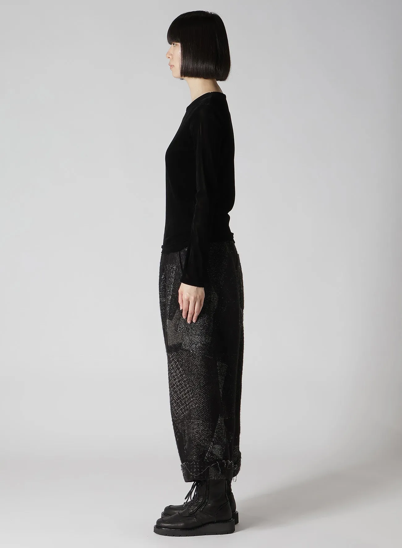 NYLON TULLE FLOCKING LONG SLEEVE T