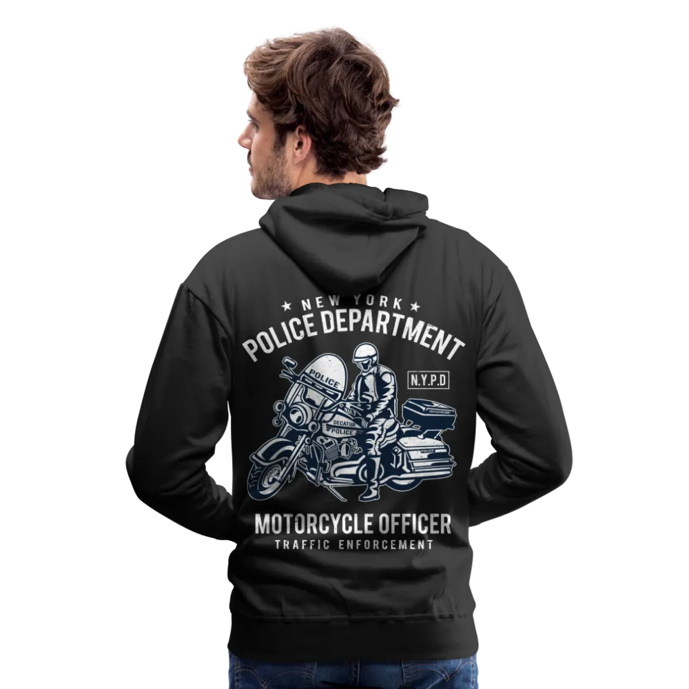NYPD Motorcycle Officer Hoodie - Men's Black Zip Up Sweatshirt