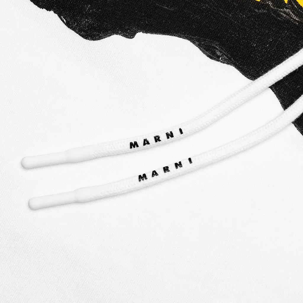 Painted On Collage Yellow Logo Hoodie - Lily White