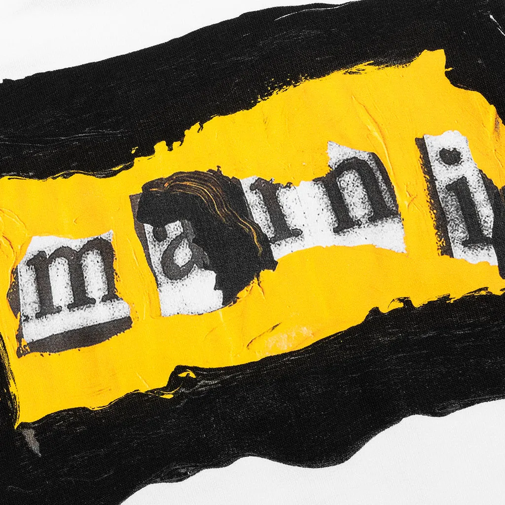 Painted On Collage Yellow Logo Hoodie - Lily White