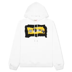 Painted On Collage Yellow Logo Hoodie - Lily White