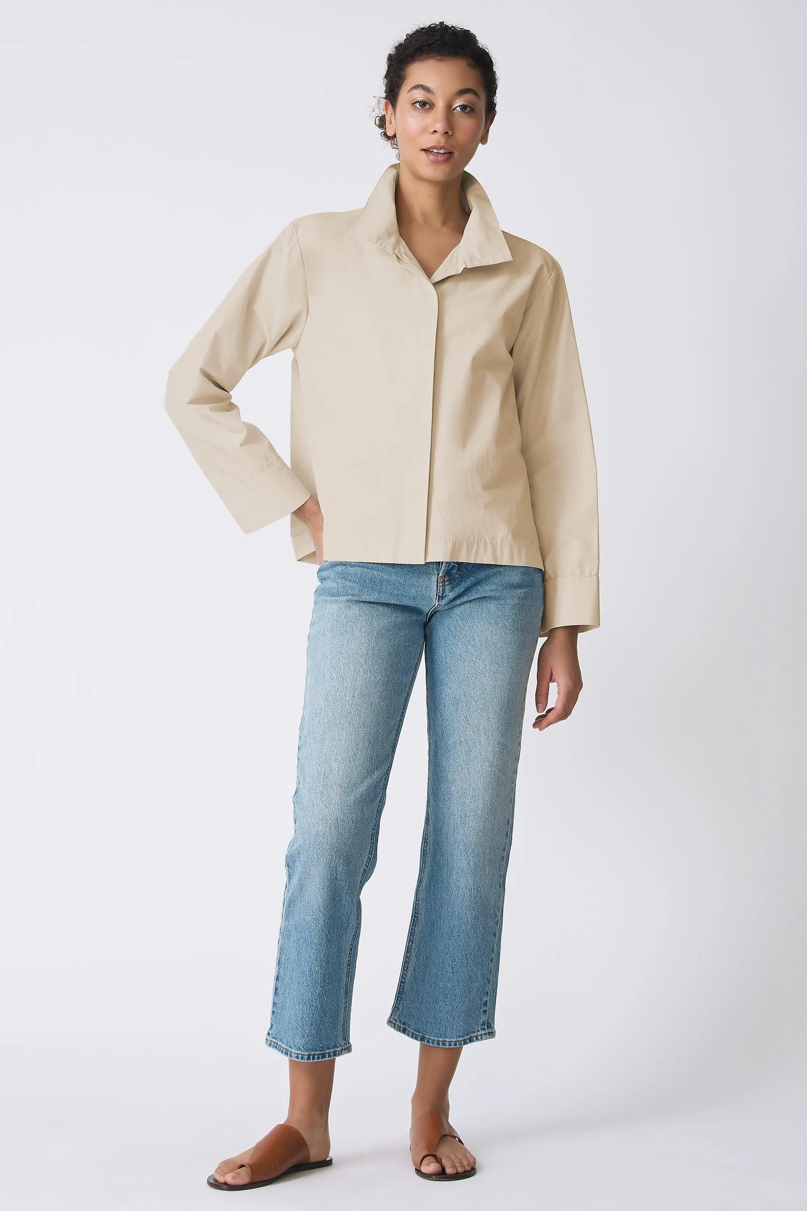 Peggy Shirt Jacket - Sand Broadcloth