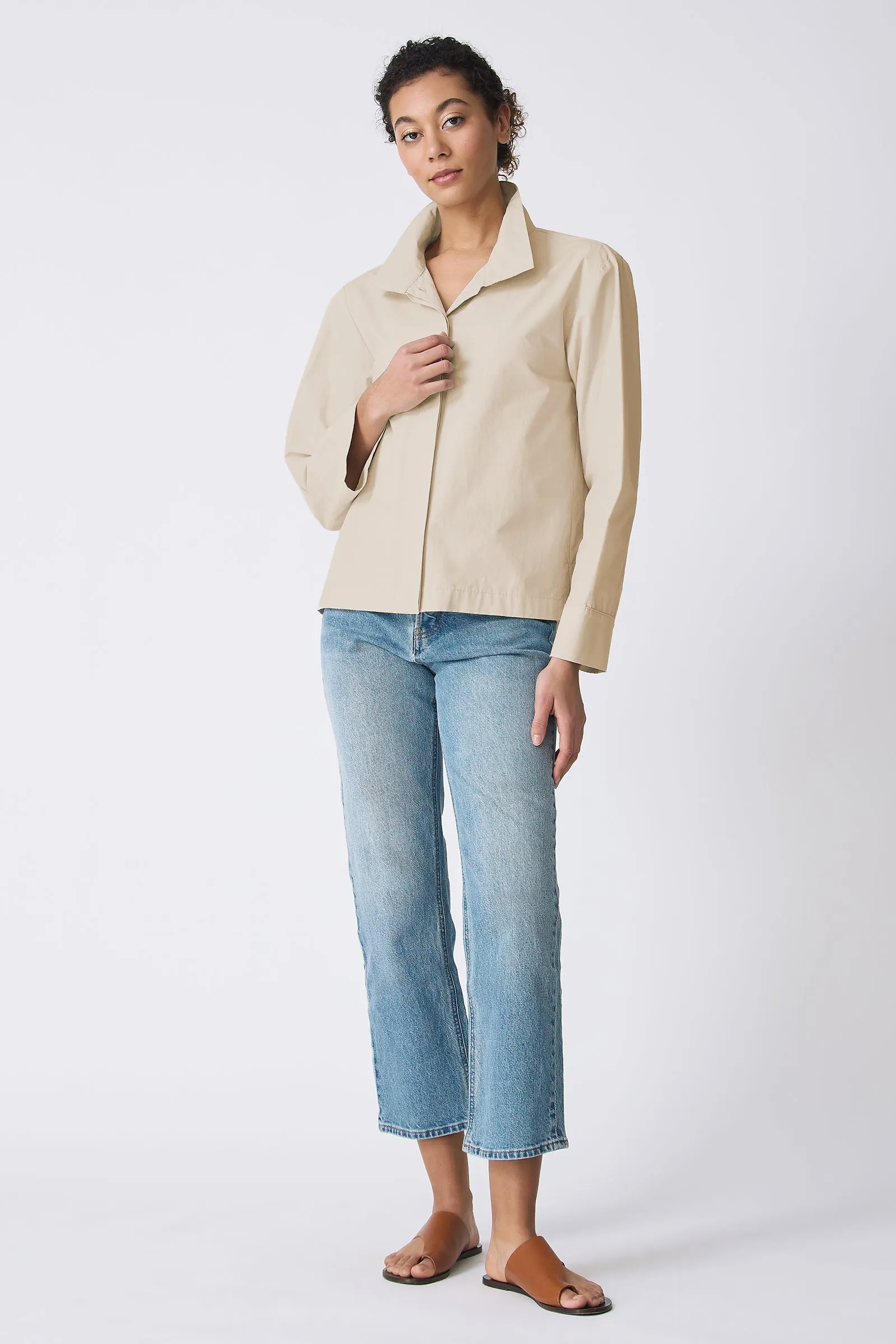 Peggy Shirt Jacket - Sand Broadcloth