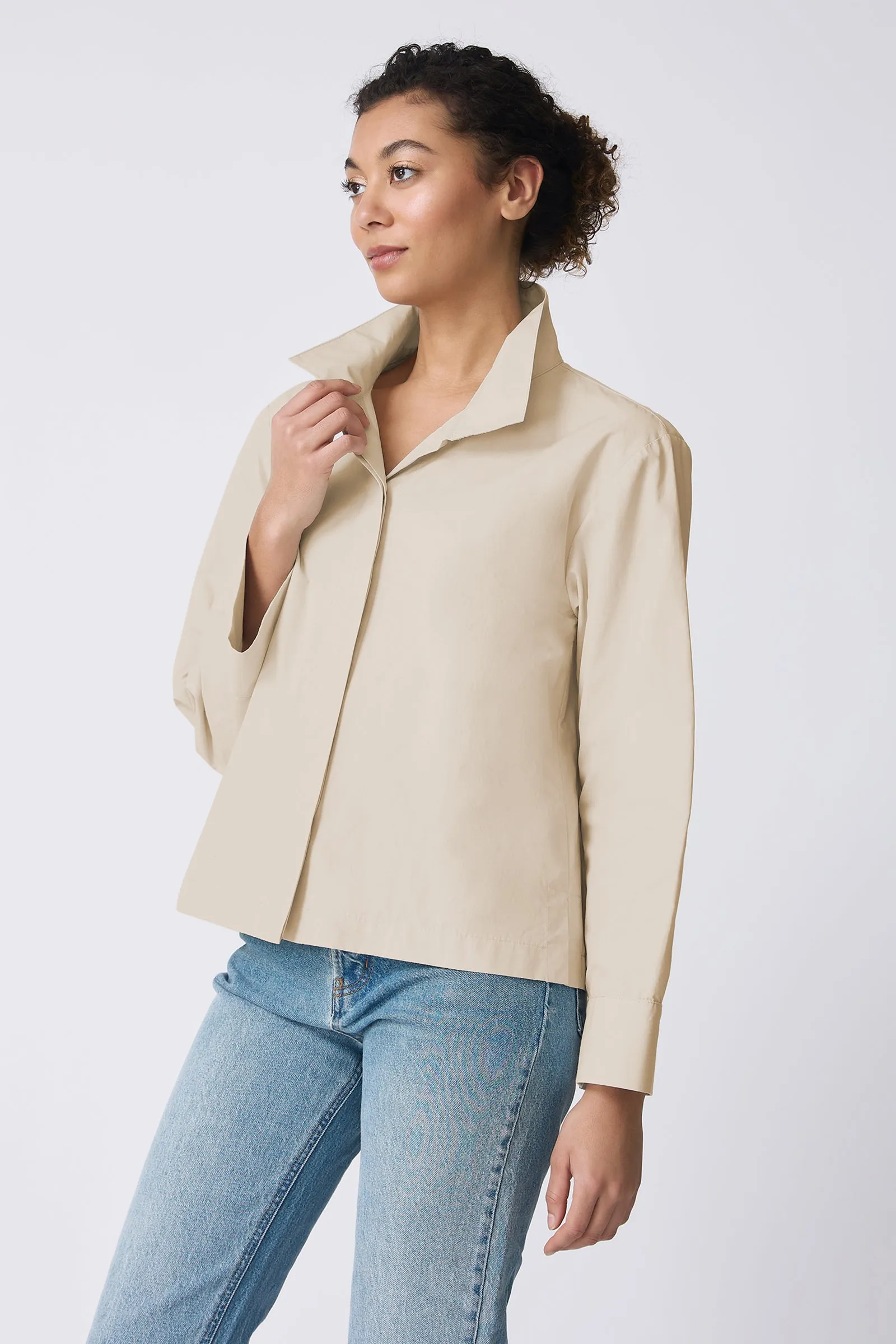 Peggy Shirt Jacket - Sand Broadcloth