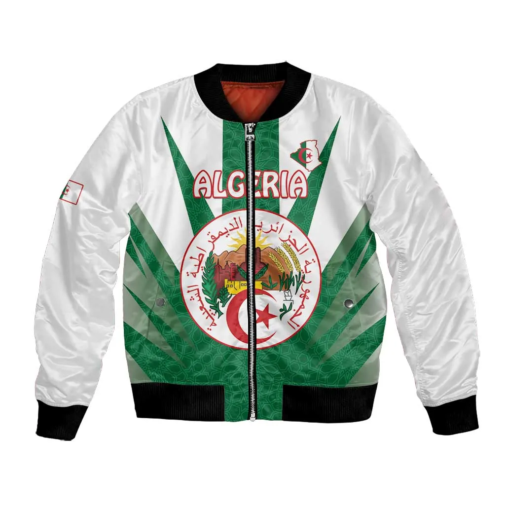 Personalised Afro Algeria Bomber Jacket Coat Of Arms With Islamic Pattern LT15
