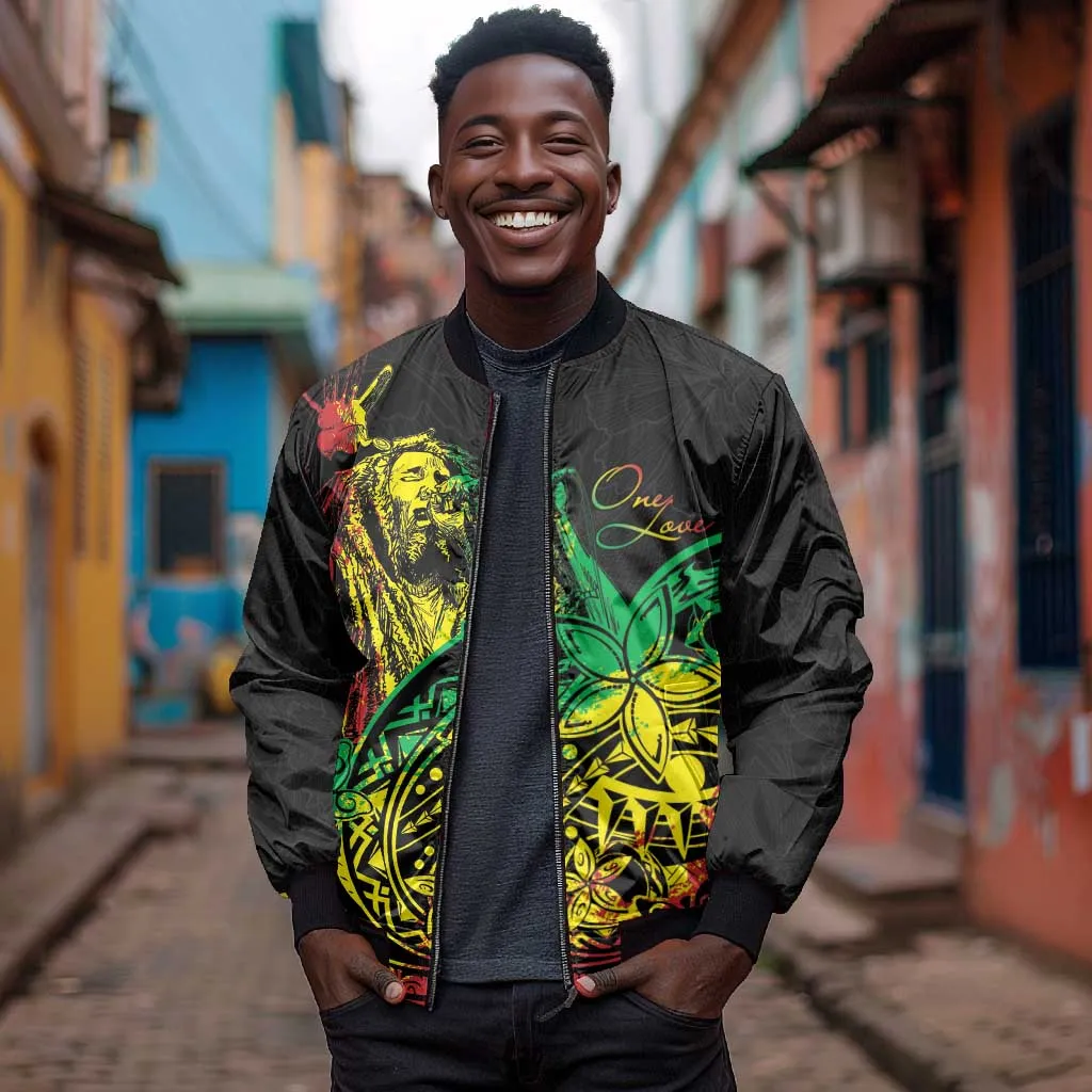Personalised Jawaiian Reggae Bomber Jacket Afro-Polynesian Style LT7
