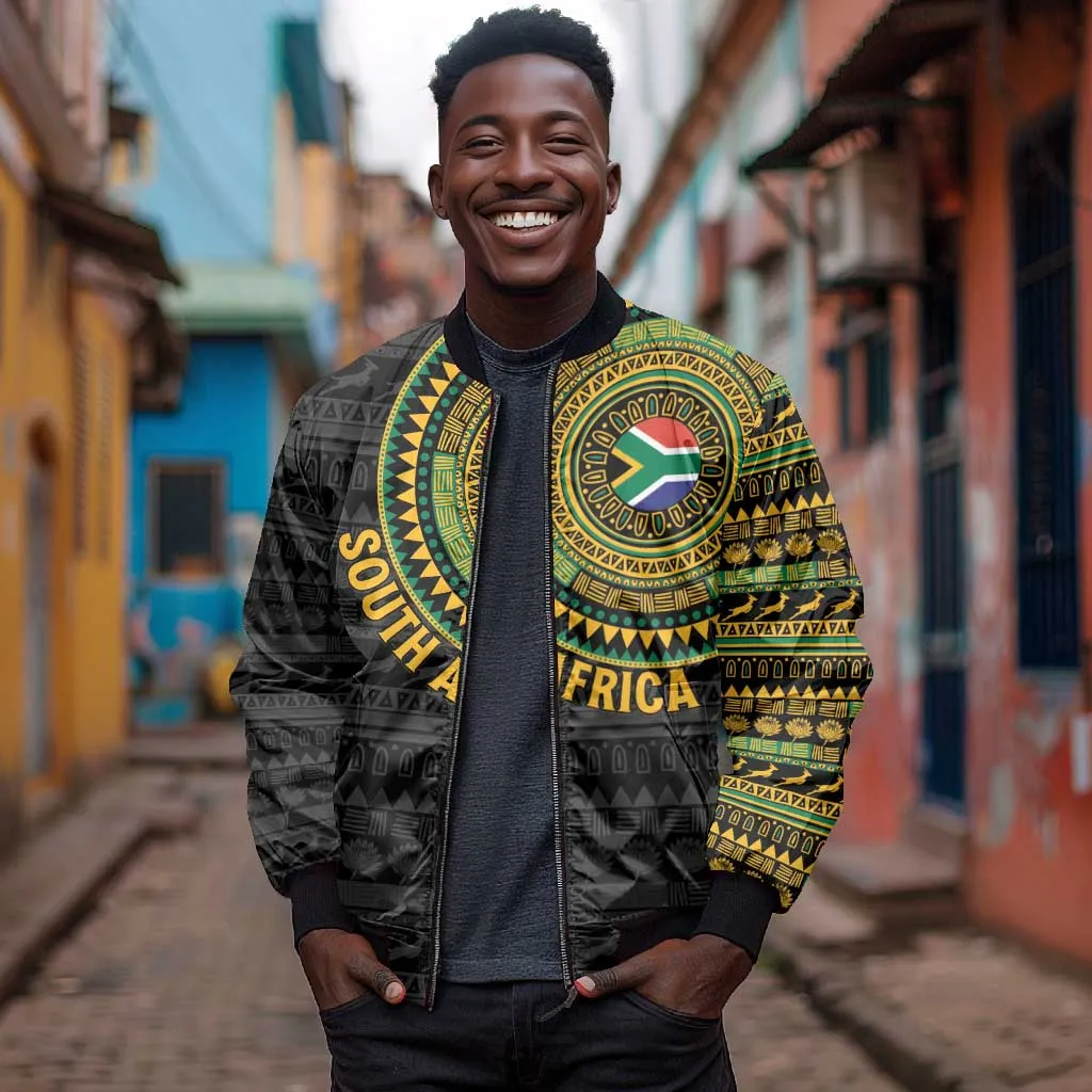 Personalised South Africa African Tribal Pattern Bomber Jacket Chest Arm Tattoo LT15