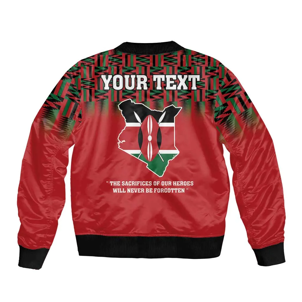 Personalized Afro Kenya Mashujaa Day Bomber Jacket Mzee Jomo Kenyatta With Coat Of Arms LT18
