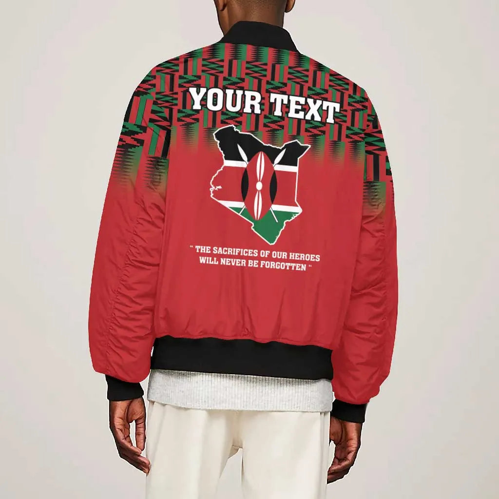 Personalized Afro Kenya Mashujaa Day Bomber Jacket Mzee Jomo Kenyatta With Coat Of Arms LT18