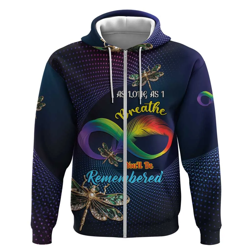 Personalized As Long As I Breathe You'll Be Remembered Hoodie Luxury Dragonfly - Feather Infinity LT01