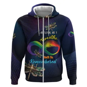 Personalized As Long As I Breathe You'll Be Remembered Zip Hoodie Luxury Dragonfly - Feather Infinity LT01