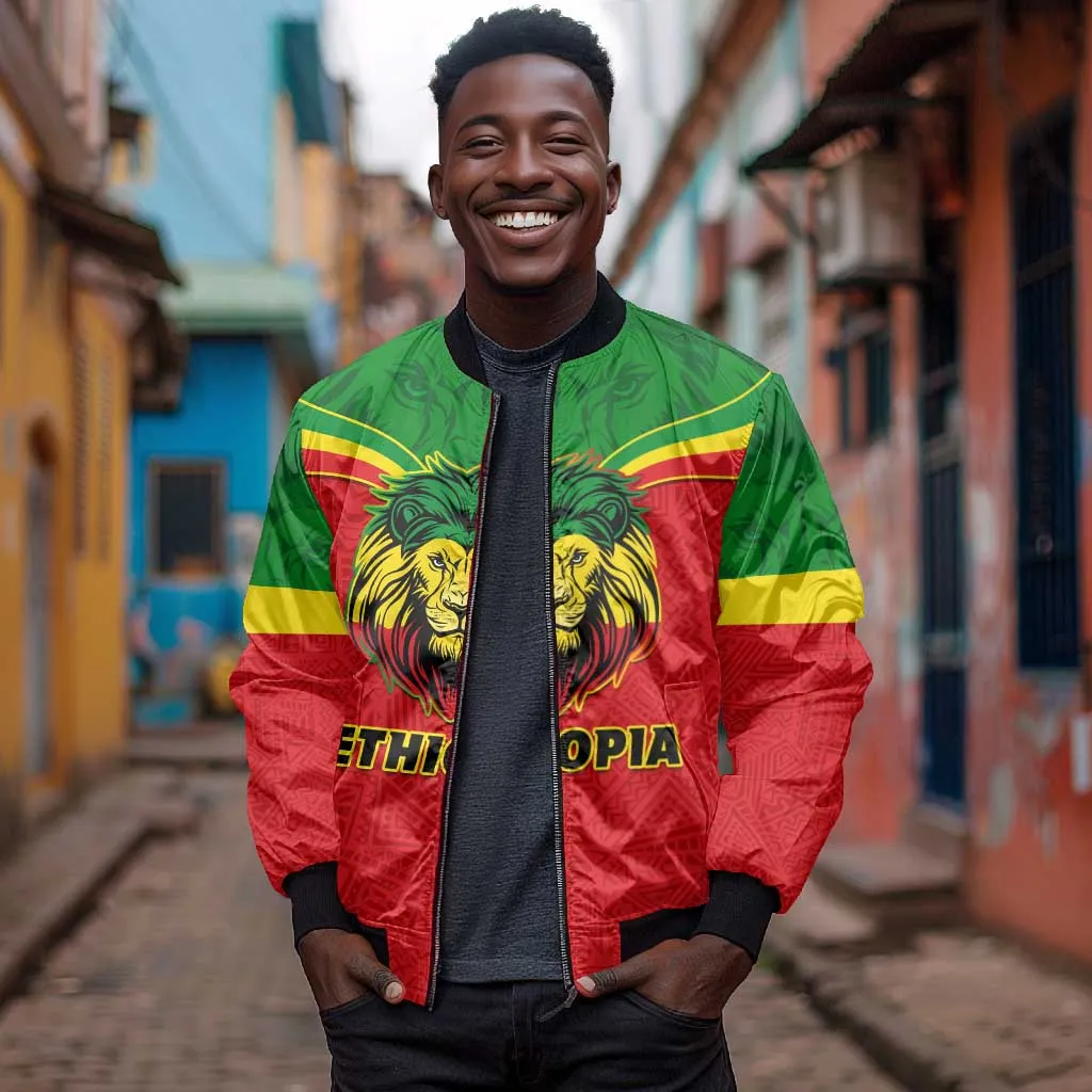 Personalized Ethiopia Bomber Jacket with Lion of Judah Flag Style - Special Version LT01