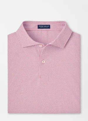Peter Millar Mens Tailored Fit Delancey Dot Performance Jersey Polo - SCARLET LILY