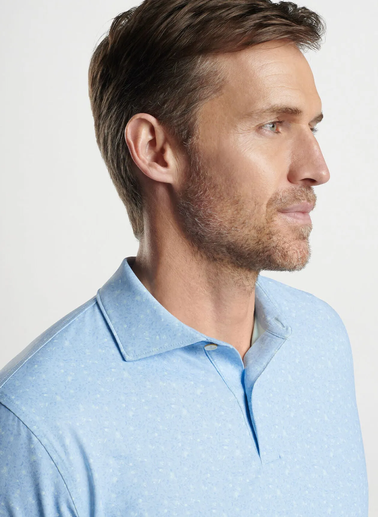 Peter Millar Mens Tailored Fit Infusions Performance Jersey Polo - BLUE FROST