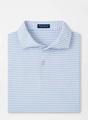 Peter Millar Mens Tailored Fit Sawyer Performance Jersey Polo - Edwin Spread Coll - BLUE FROST