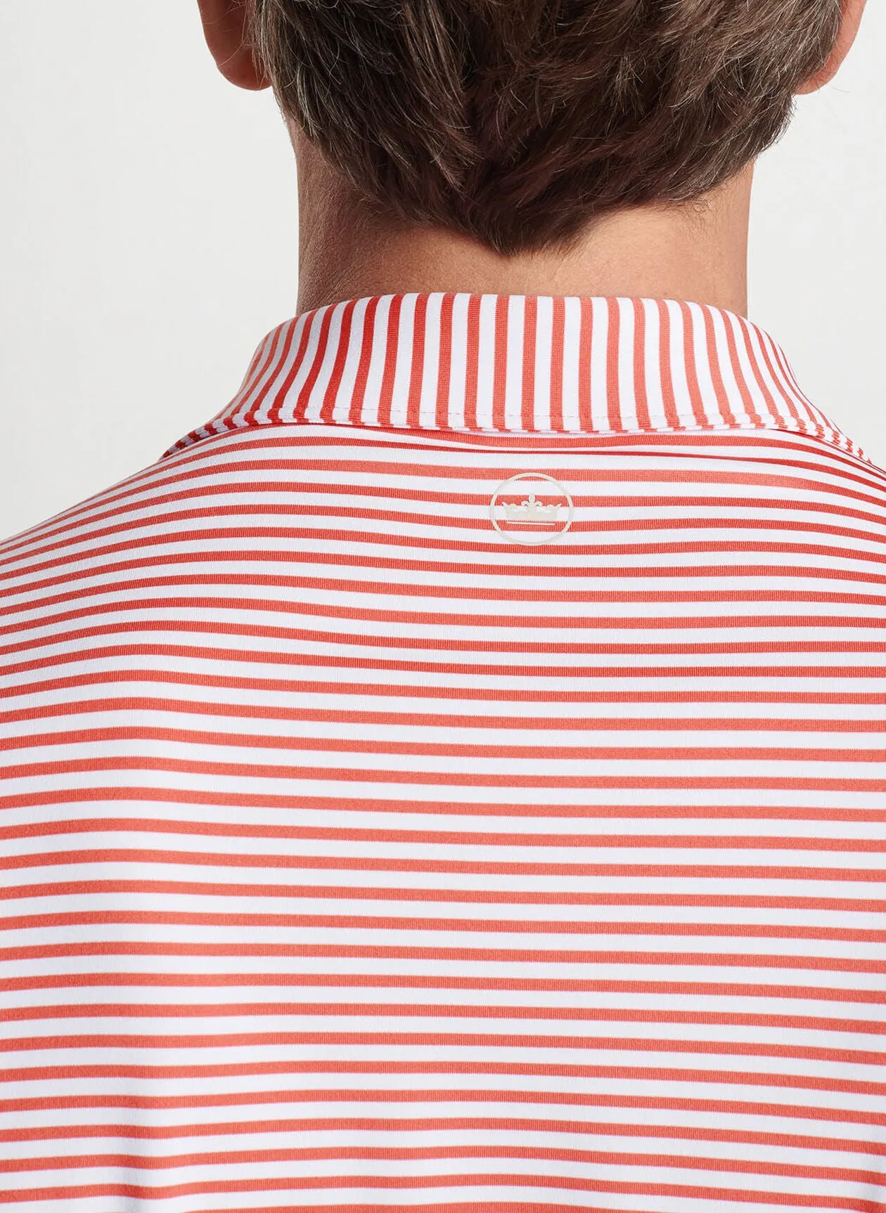 Peter Millar Mens Tailored Fit Sawyer Performance Jersey Polo - Edwin Spread Coll - SCARLET LILY