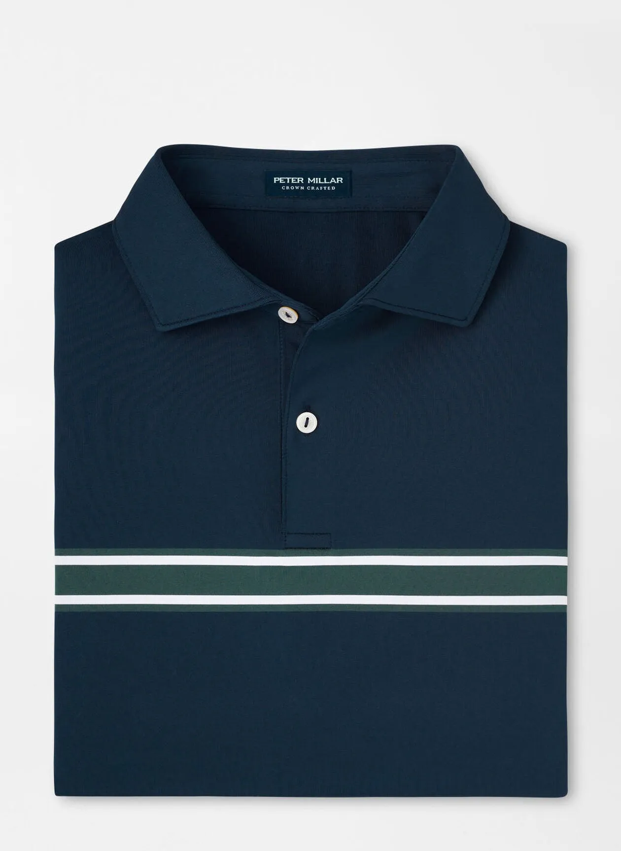 Peter Millar Mens Tailored Fit Vernon Performance Jersey Polo - Edwin Spread Coll - NAVY