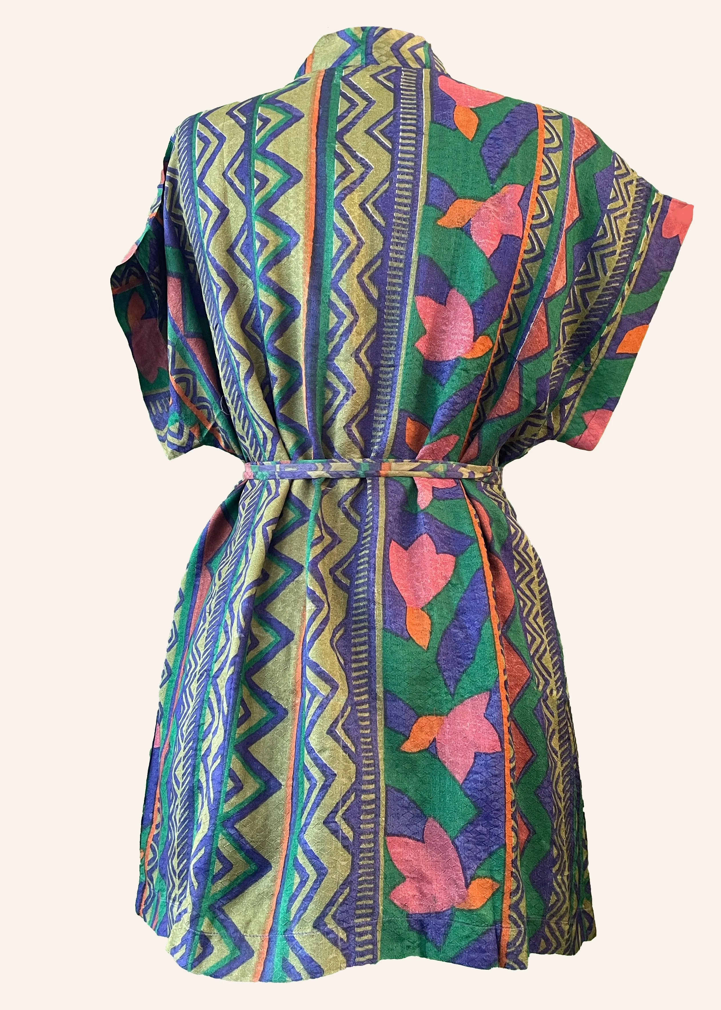Pilea Silk Crepe Wrap Kimono Top ~ Limoges