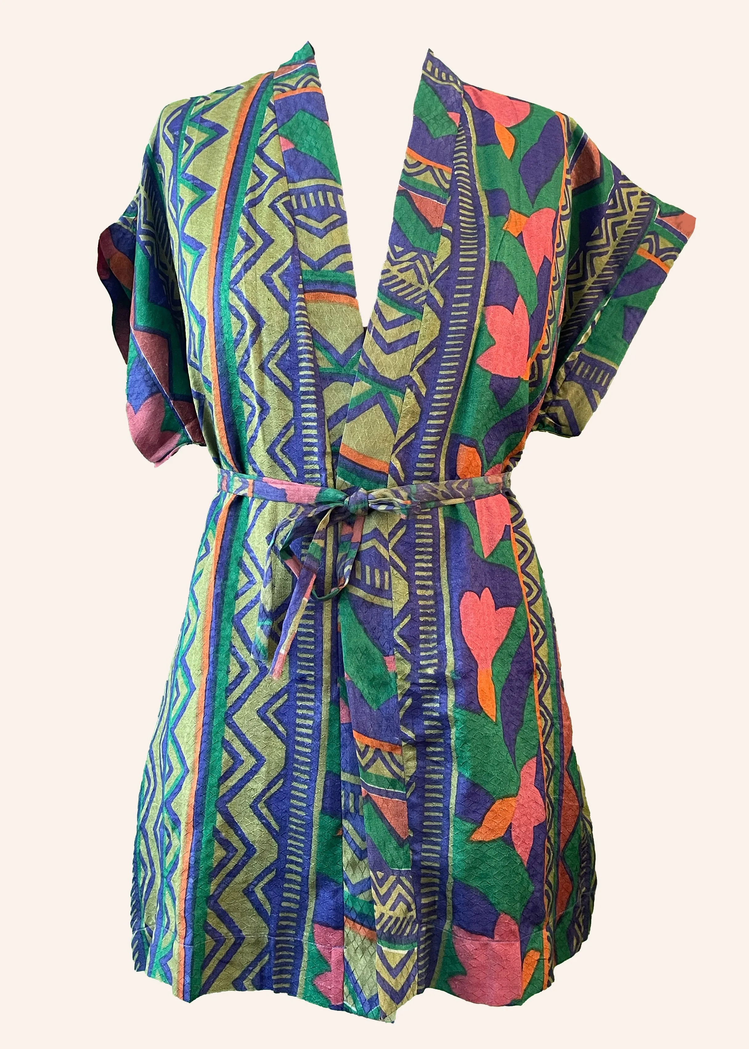 Pilea Silk Crepe Wrap Kimono Top ~ Limoges
