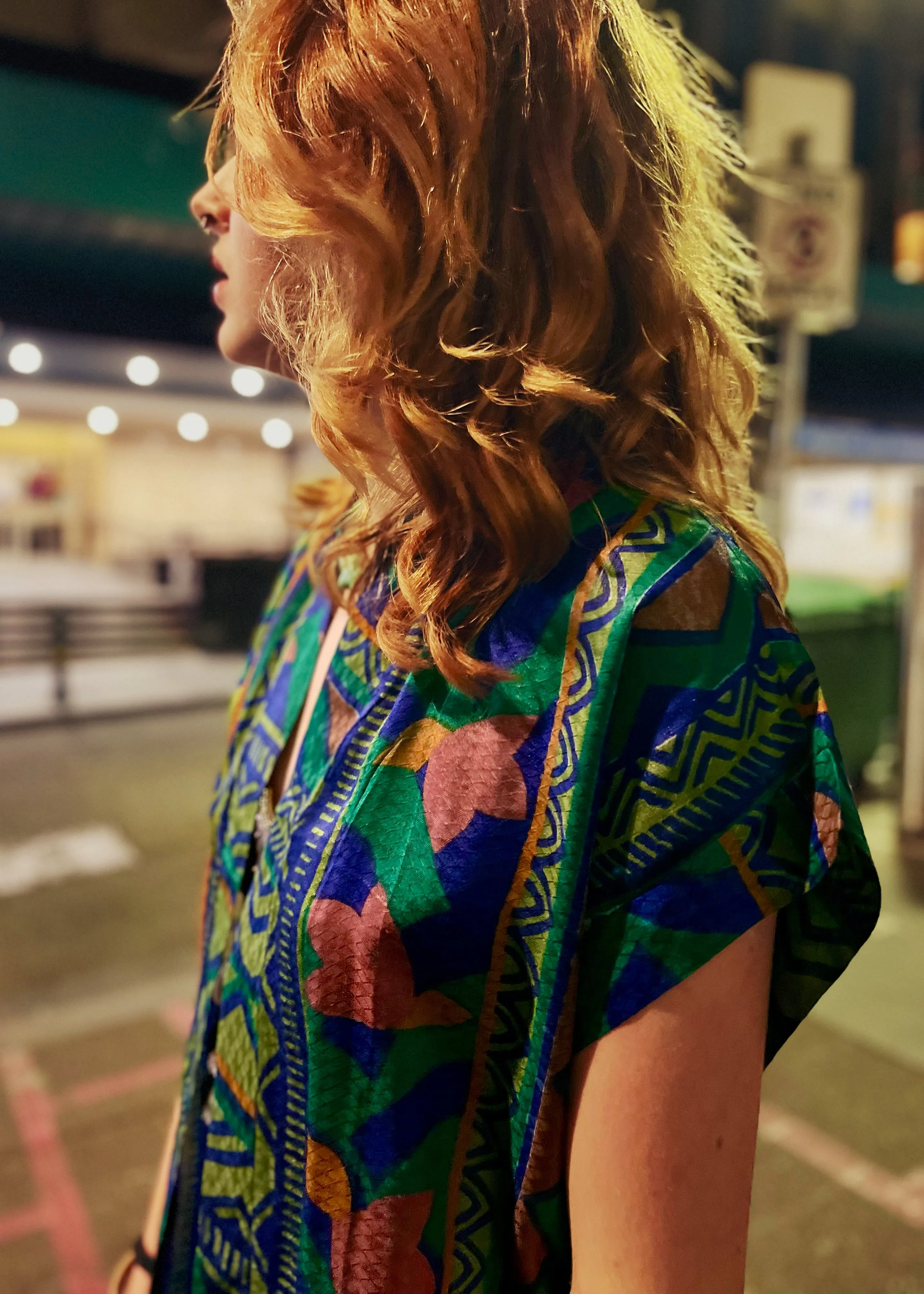 Pilea Silk Crepe Wrap Kimono Top ~ Limoges