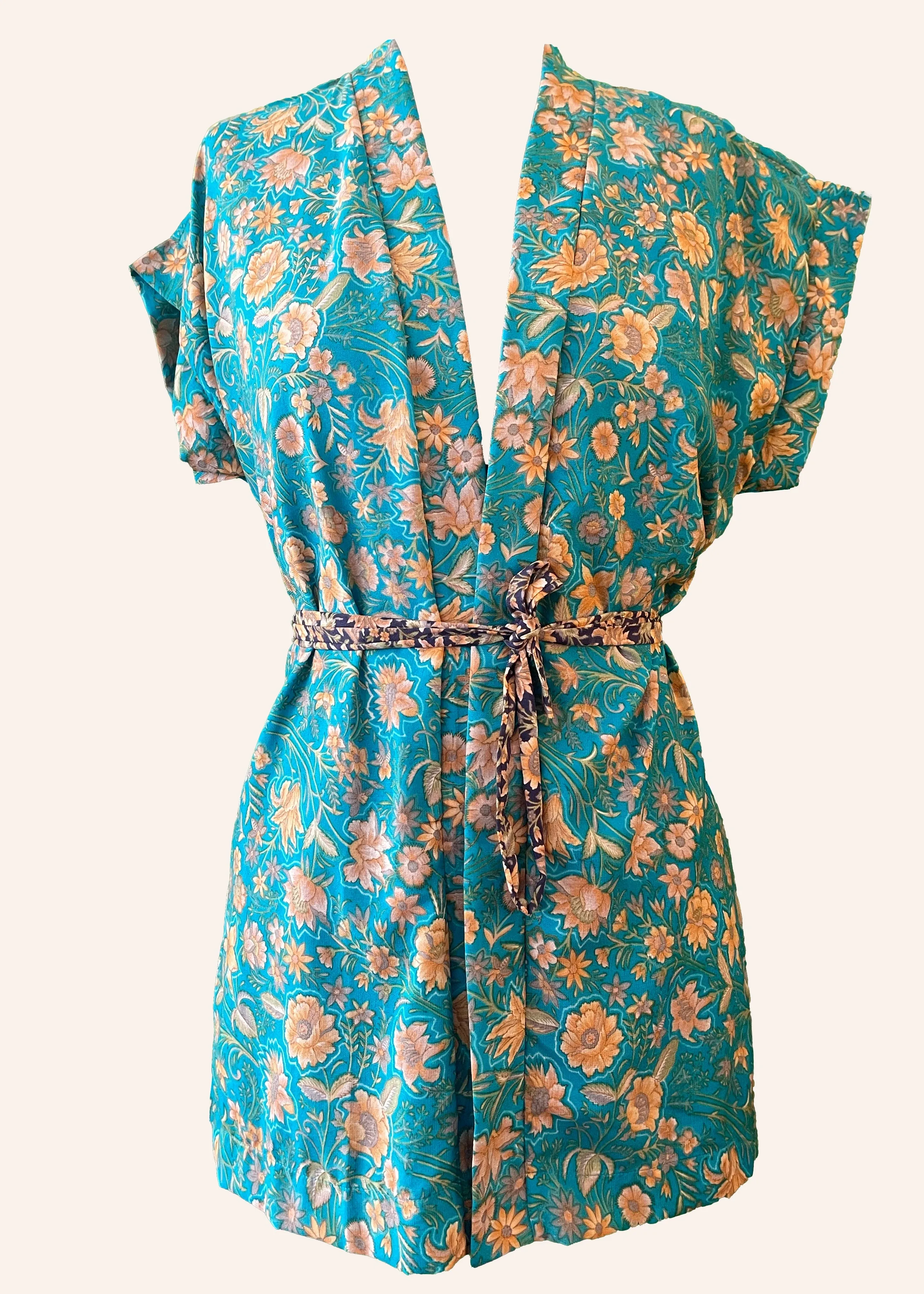 Pilea Silk Wrap Kimono Top ~ Jewel