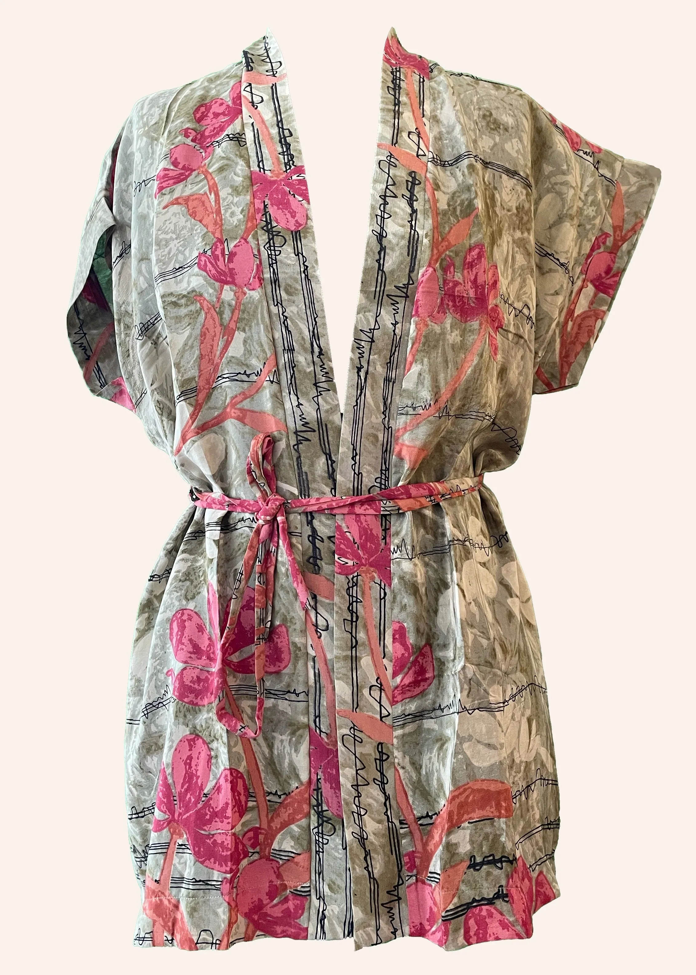 Pilea Silk Wrap Kimono Top ~ Moonstruck