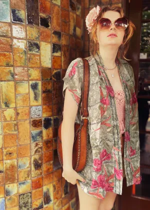Pilea Silk Wrap Kimono Top ~ Moonstruck