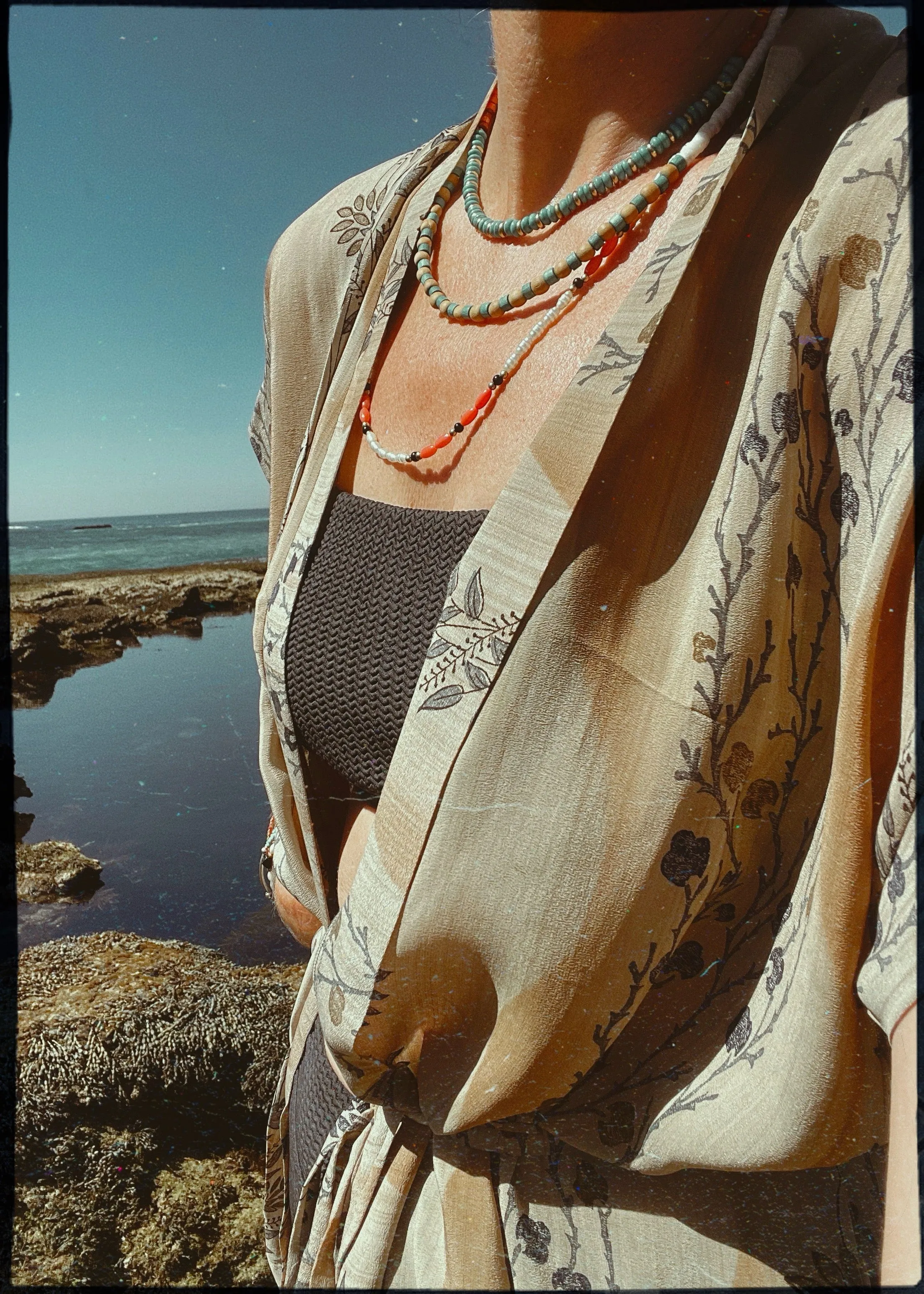 Pilea Silk Wrap Kimono Top ~ Travertine