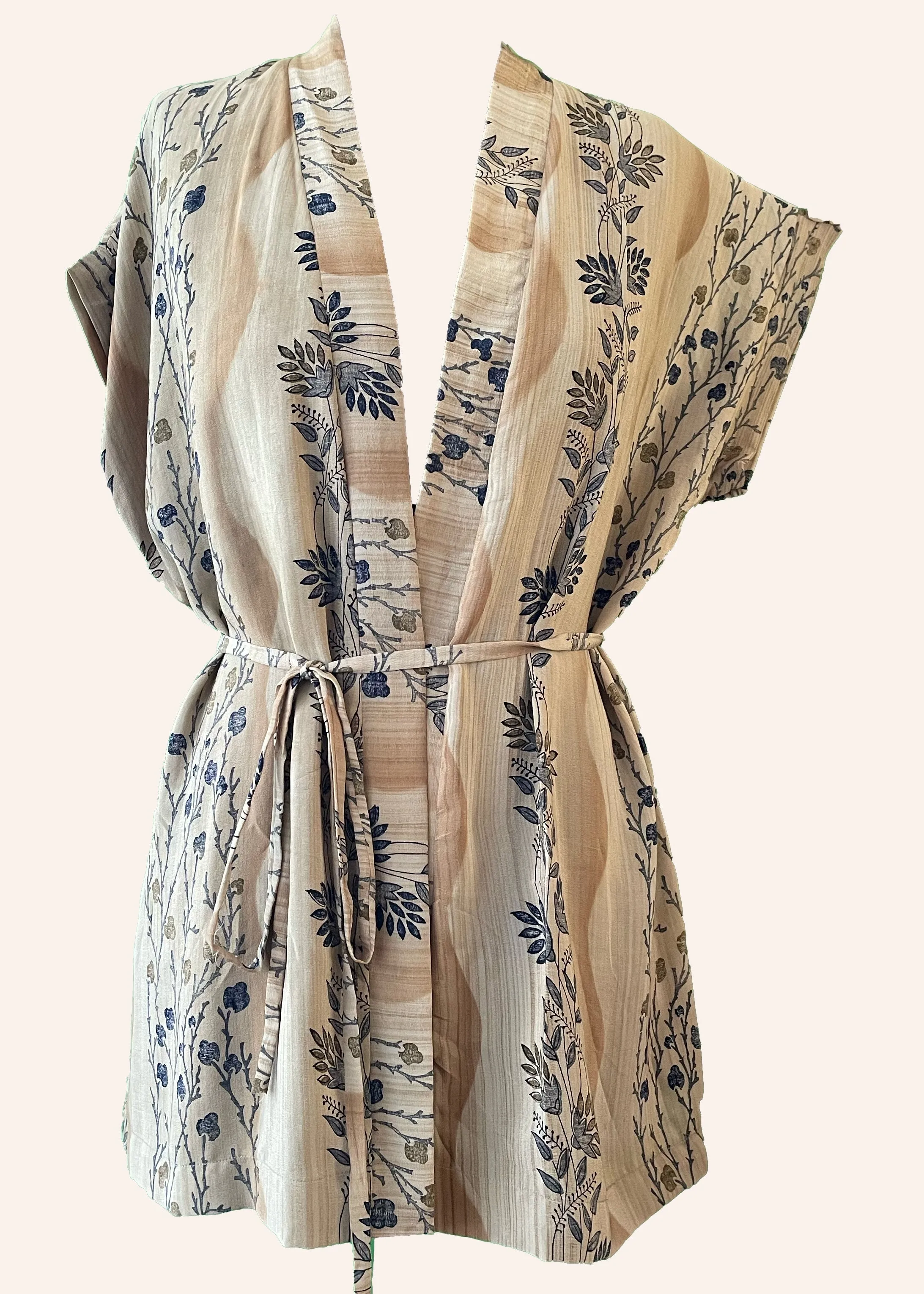 Pilea Silk Wrap Kimono Top ~ Travertine